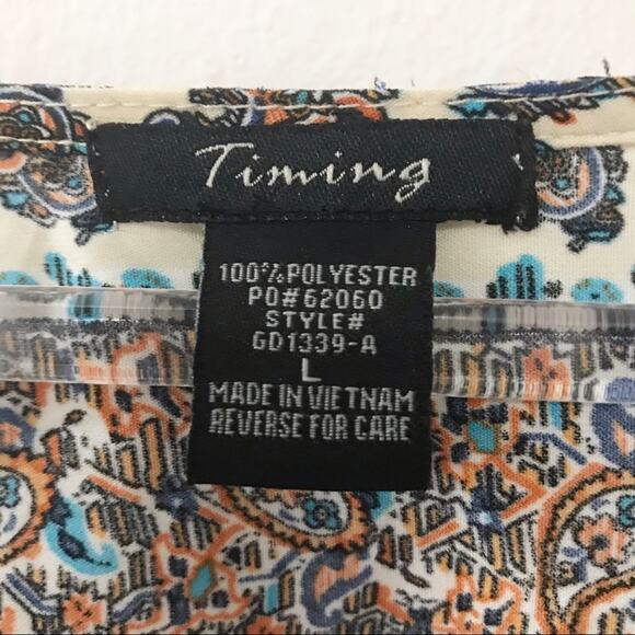 Timing Paisley Floral Print Earth Tone Colors Boho Style Dress Y2K Retro - Large - Picture 6 of 7